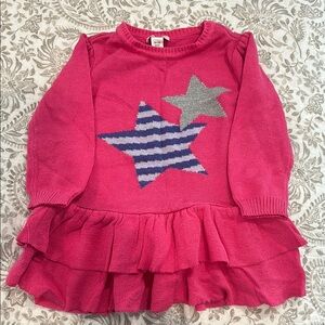 Pink Star Patterned Girls Dress